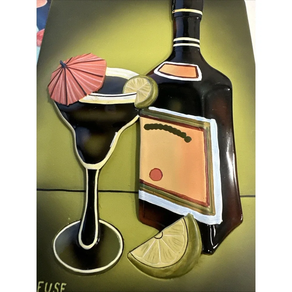 Will Rafuse 3D Cocktail Wall Art Vibrant Tiles 8 x 6‎ Inches in VGC.